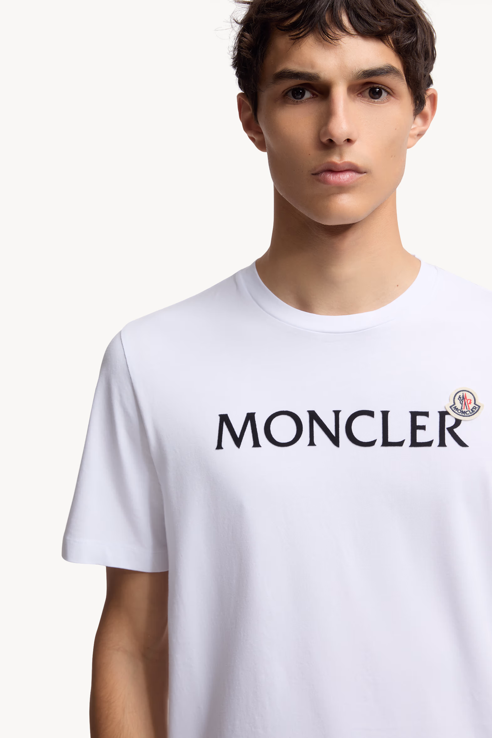 T-shirt en coton à logo floqué Hommes Blanc Moncler 6